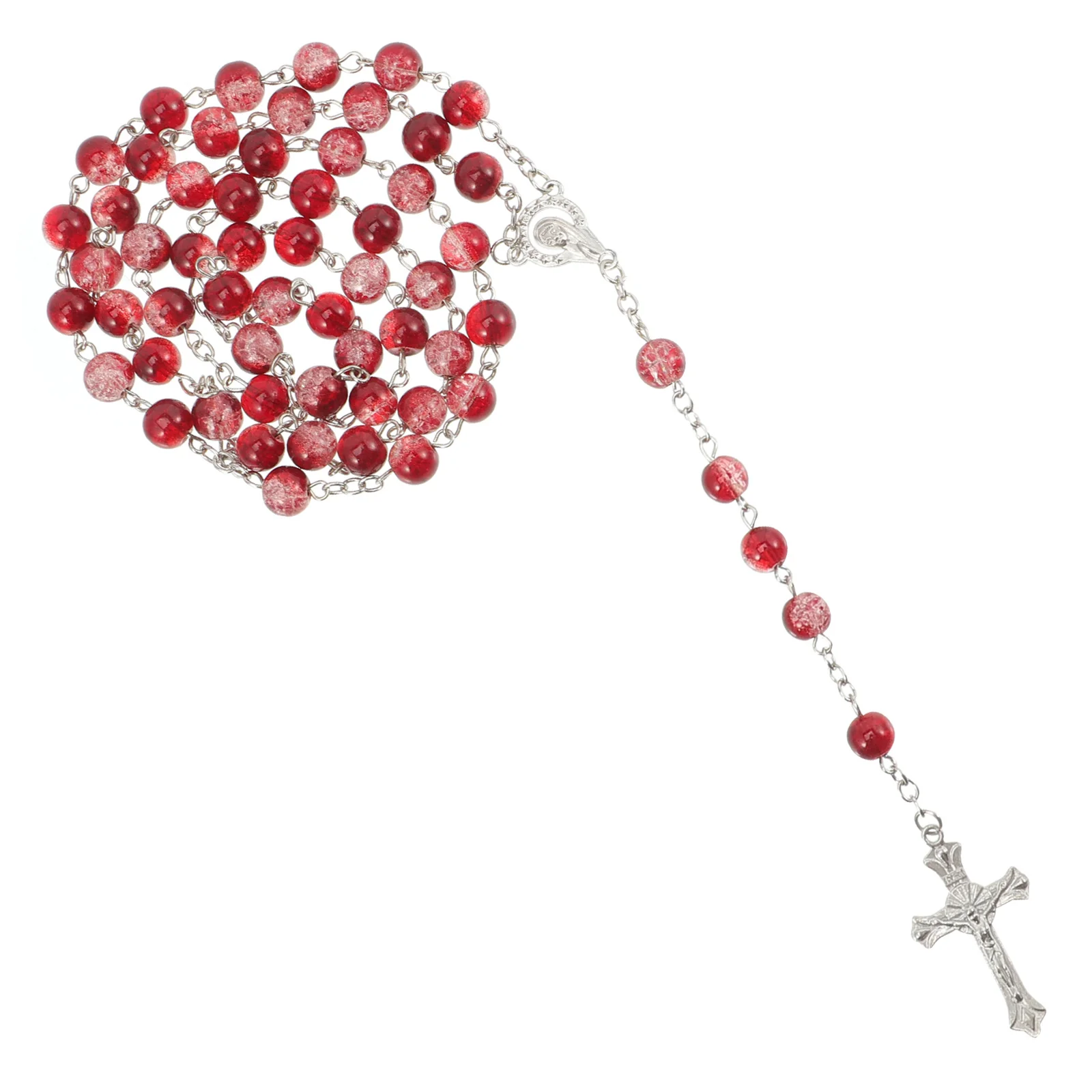 Collar de Rosario con Cruz para Bautizo, Regalo de Bautismo, Exquisito Collar con Colgante de Aleación para Primera Comunión, Decoración de Cumpleaños