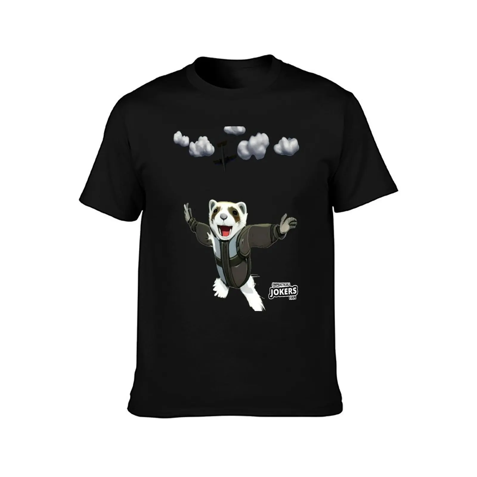 Skydiving Ferret T-Shirt Minimal Art Print T-Shirt