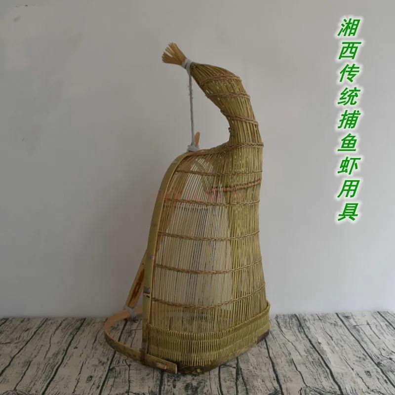 Handmade bamboo fishing cages, hotel restaurant decoration props, bamboo lampshade, Chinese style art living room decorations