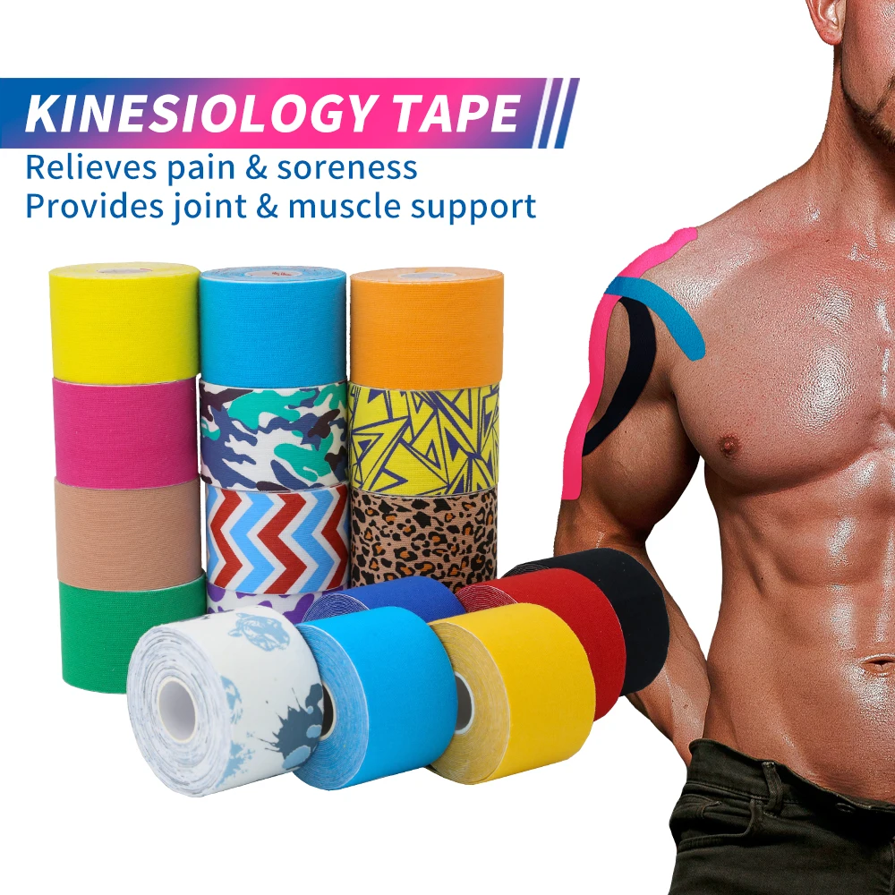 Kindmax  Kinesiology Tape Cotton 5CM With Prints Sports Accessory Elastoplast Waterproof for Muscle Support Pain Relief