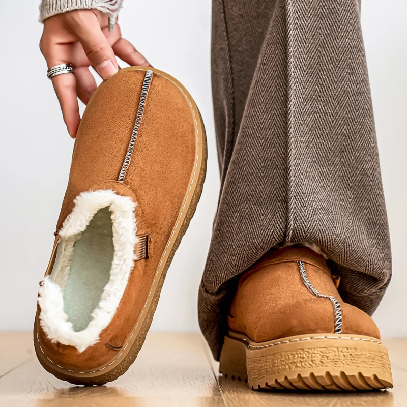

Winter Men‘s Cotton Shoes Slip-on High Qualtiy Plush Snow Shoes Outdoor Non-slip Loafers Warm Fur Winter Shoes Platform Sneakers