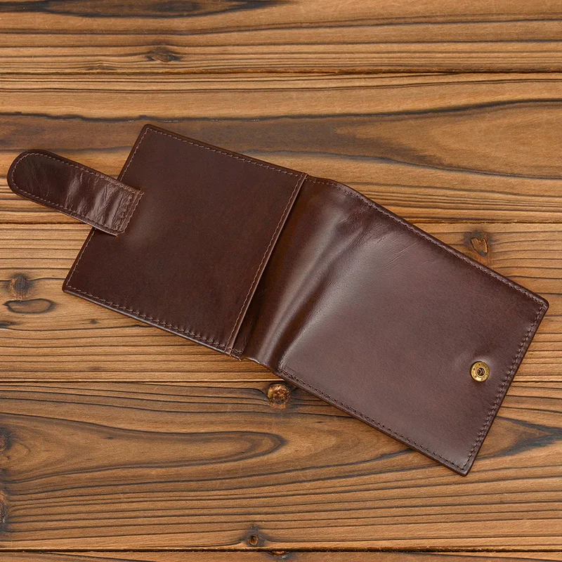 Cow Leather Men Short Wallet Hasp Genuine Leather Unisex Women Zipper Coin Clutch Purse Cowhide Card Holder Fourfold Man wallet view 4