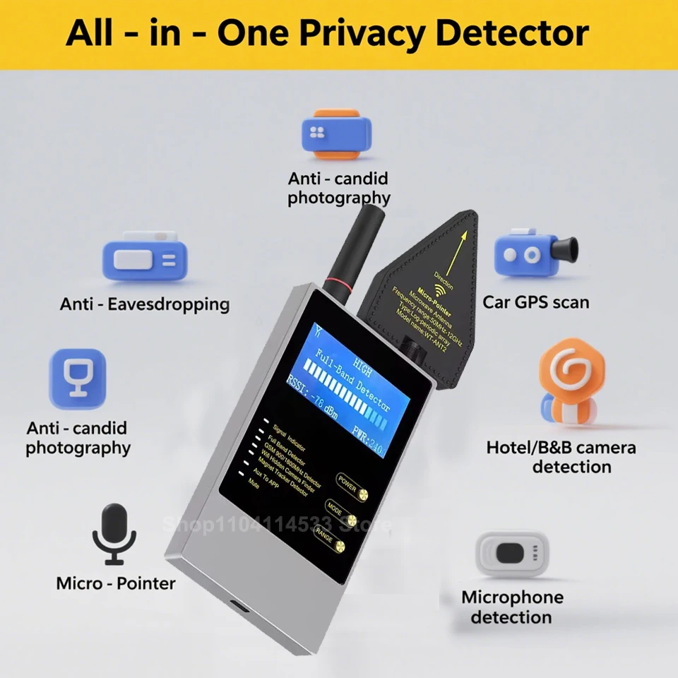 

Многофункциональный шпионский детектор, скрытая камера/GSM/GPS трекер, антирадар, защита от подслушивания, радиочастотный сигнал, сильное магнитное обнаружение