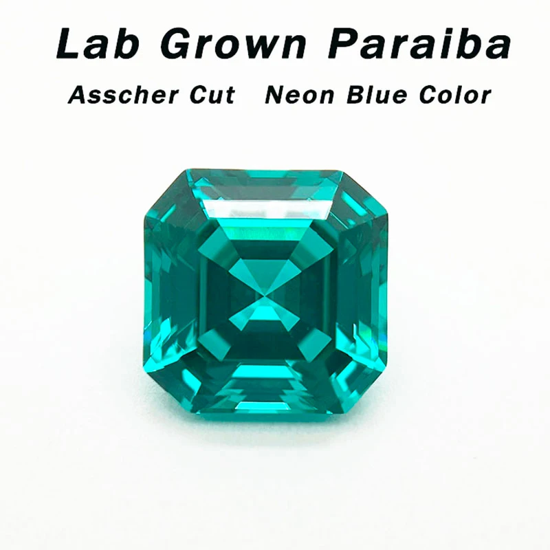 

Lab Grown Paraiba Asscher Cut Neon Blue Color Gemstone for DIY Jewelry Making Inlay Ring Necklace Selectable AGL Certificate