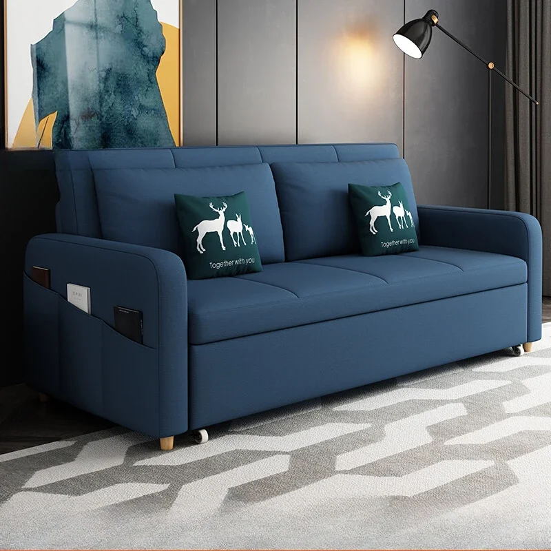 A Sofa bed foldable bed latex sitting and lying multi-functional retractable single double living room small apartment  dual-use