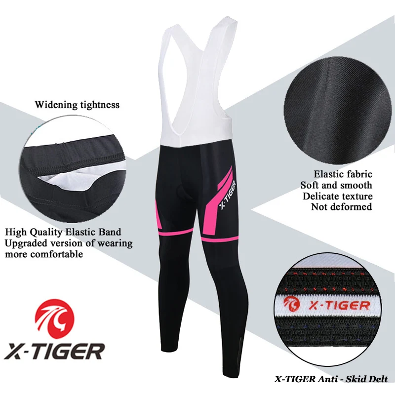 X-Tiger Women Cycling Bib Pants Gel Padded Shockproof MTB Mountian Bicycle Bib Pants Road Racing Bike Bib Pants Pro Bike Clothes