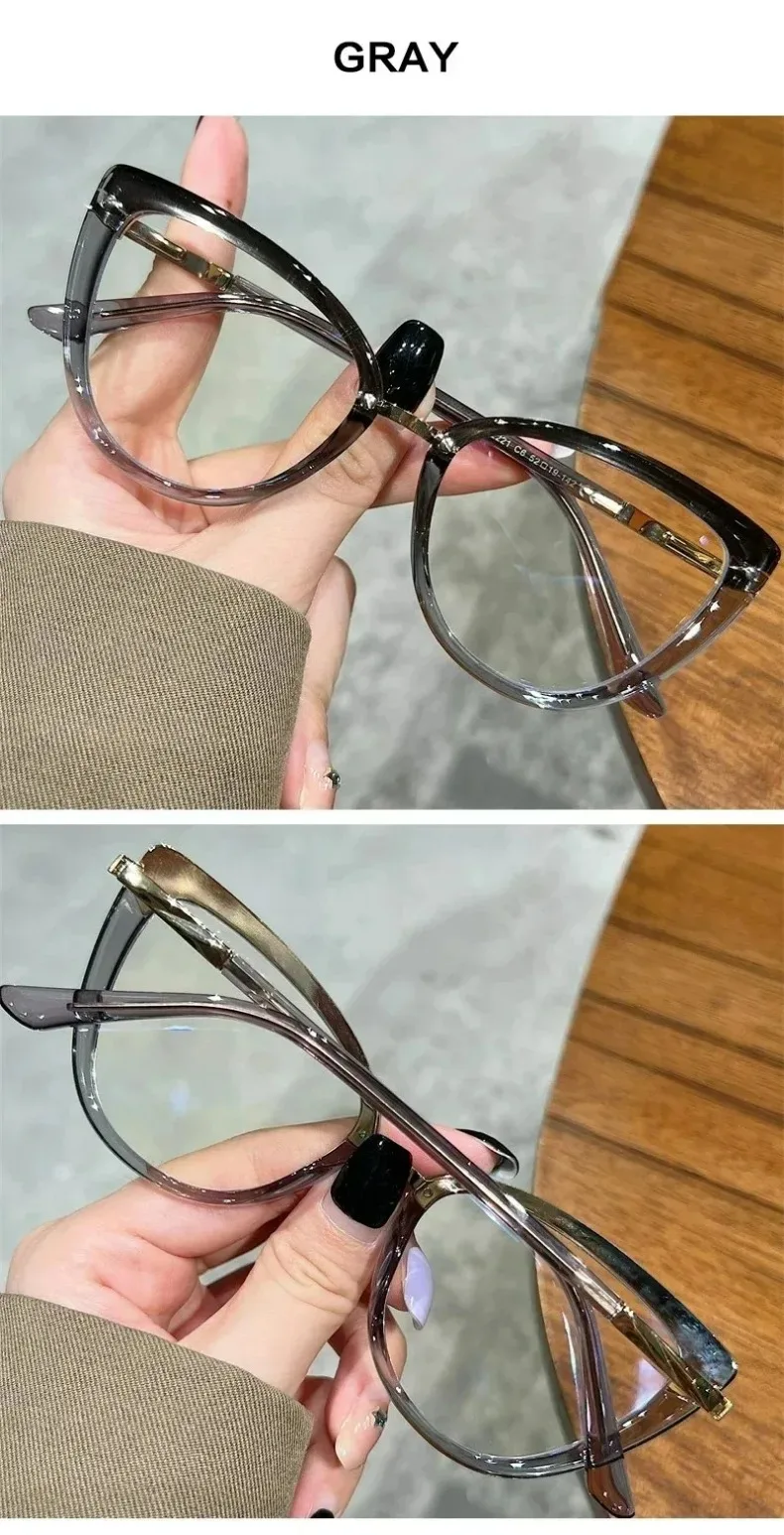 EYORA Mode Frauen Cat Eye Anti Blau Licht Lesebrille Anti-Reflexion Myopie Brillen Photochrome Progressive Brillen – Detail 11