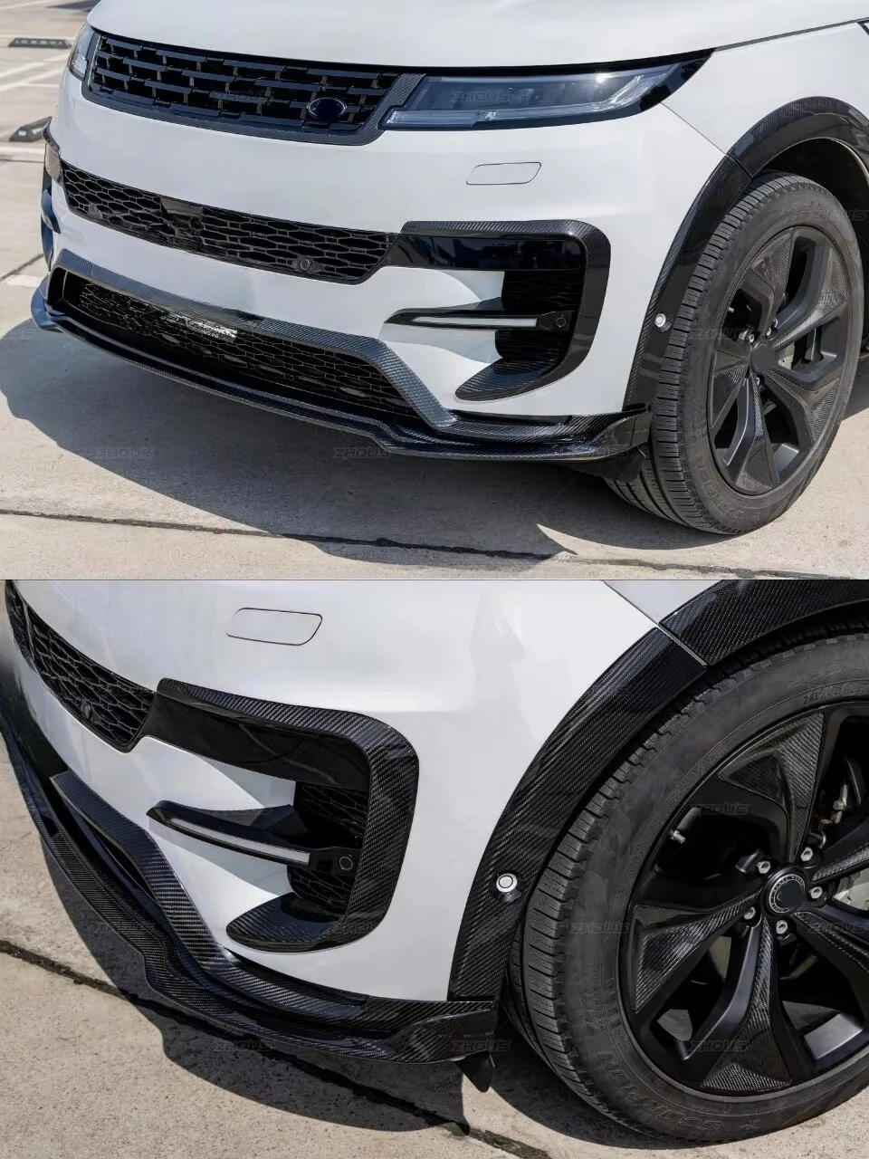 FOR Range Rover Sport Dry Carbon Fiber Front Lip Side Skirt Diffuser Spoiler Wing Arch Upgrade Aerodynamic Kit Style