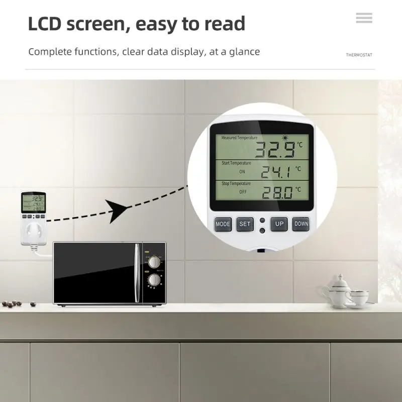 Eu/us/fr/br Timer-Buchse Thermostat Digitale Temperaturregler-Steckdose mit Timer-Schalter Sensor Sonde Heizung Kühlung – Detail 7