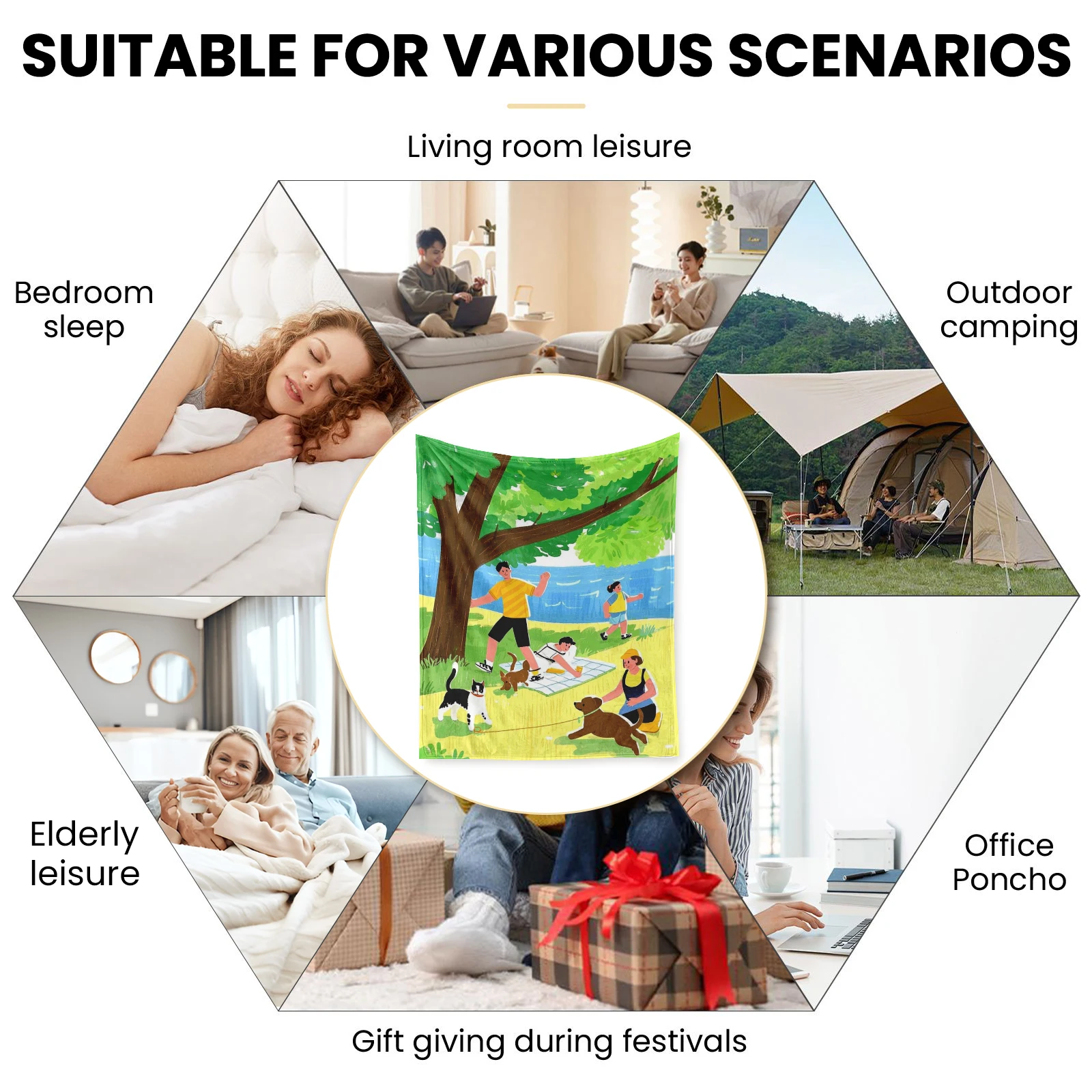 Cartoon People And Dogs Playing On The Grass Blanket Perfect Gift For Loved Ones Brings Joy And Laughter