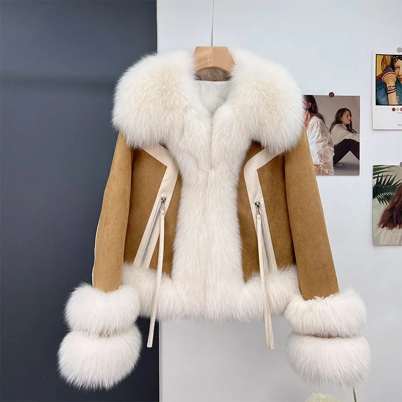 

FURYOURSELF 2023 New Women Winter Natural Fox Fur Collar with White Goose Down Jackets Parkas Luxury Loose Outerwear Streetwear