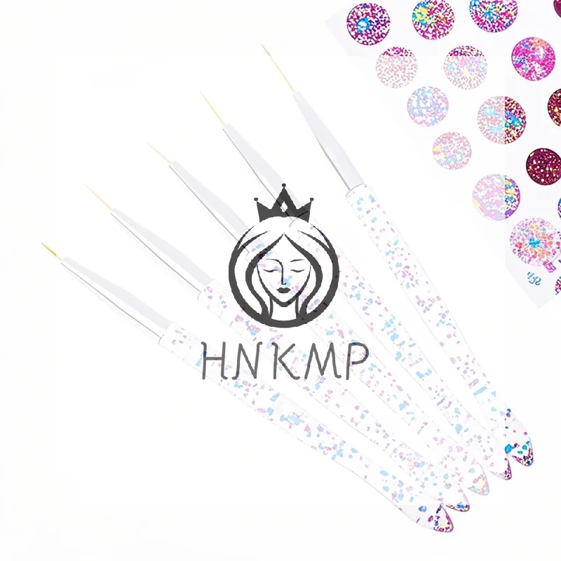 5Pcs Acrylic French Stripe Nail Art Liner Brush Set Ultra-thin Line Drawing Pen UV Gel Manicure Painting Brush