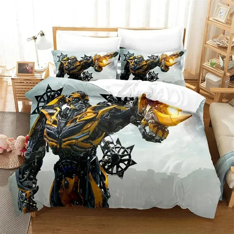 3D Print Tran Formers Bedding Set,Duvet Cover Comforter Bed Set Quilt Cover Pillowcase,King Queen Twin Size Boys Girls Adultse