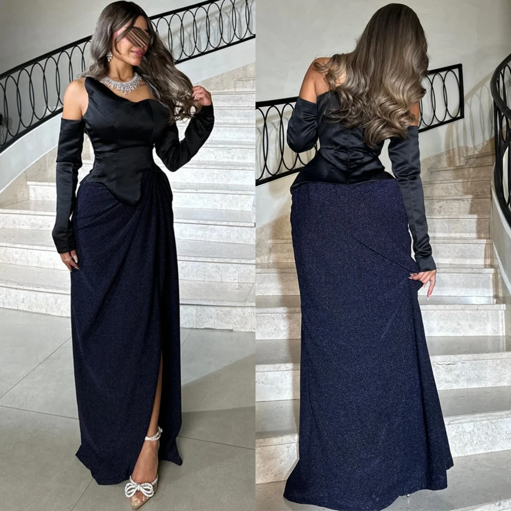 

Customized High Quality V-Neck Evening Dress Classic Long Sleeves Cocktail Dress Modern Sweep Train Special Occasion Gowns