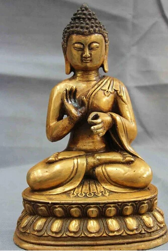 Fast shipping Chinese Folk temple Copper Bronze Sakyamuni Tathagata Mahavairocan Buddha Statue