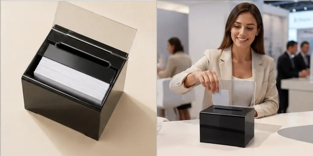 Acrylic Acrylic Business Card Box Organizer For School Office Event Planner Transparent Donation Large Capacity