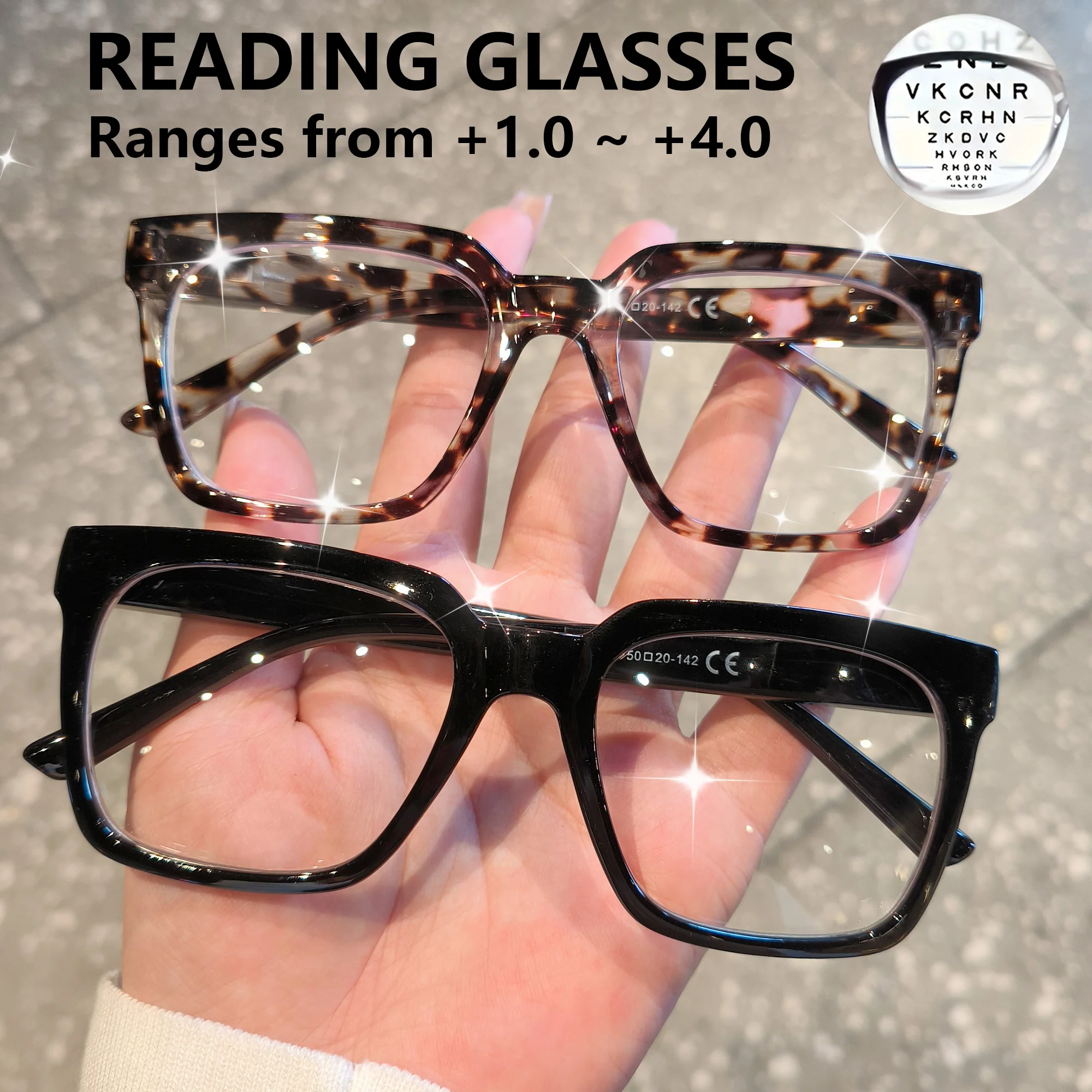 نظارات قراءة على طراز أوبرا للنساء والرجال، قارئات مربعة للكمبيوتر مع مفصلات زنبركية، +1.0 إلى +4.0
