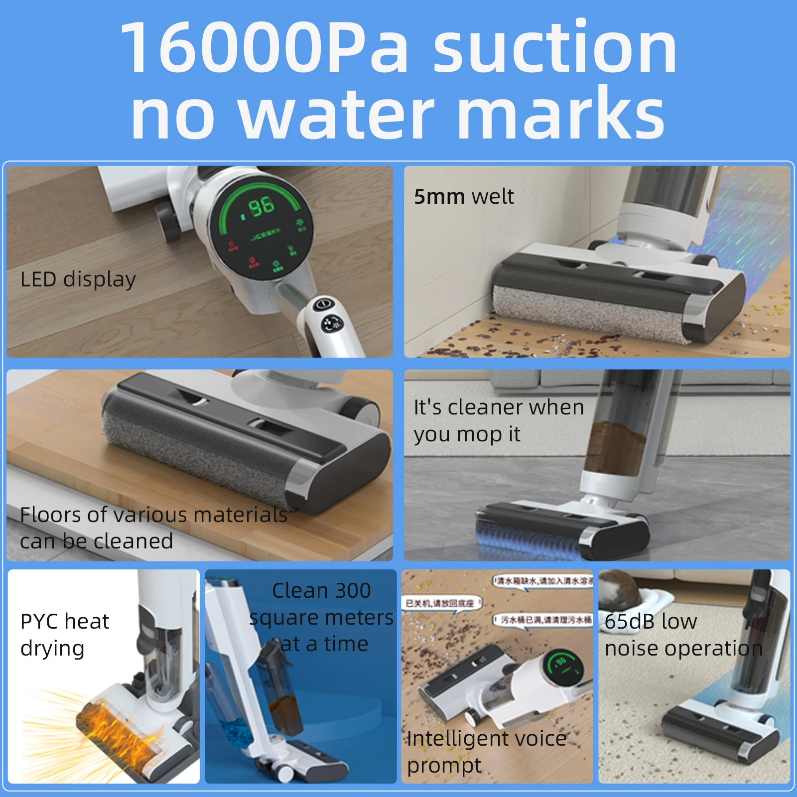 2024 New Design 5-in-1 Floor Washing Cordless Handheld Wet Dry Vacuum Cleaner Multi-Surface Mop for Modern Home Floor Care Tool