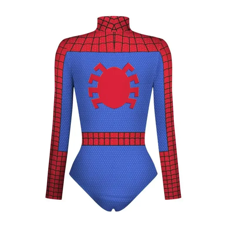 Spiderman Captain Superhelden-Badeanzug für Damen und Herren, 3D-Druck, langärmelig, Badeanzug, Cosplay, Overall, Halloween, Karneval, Outfit