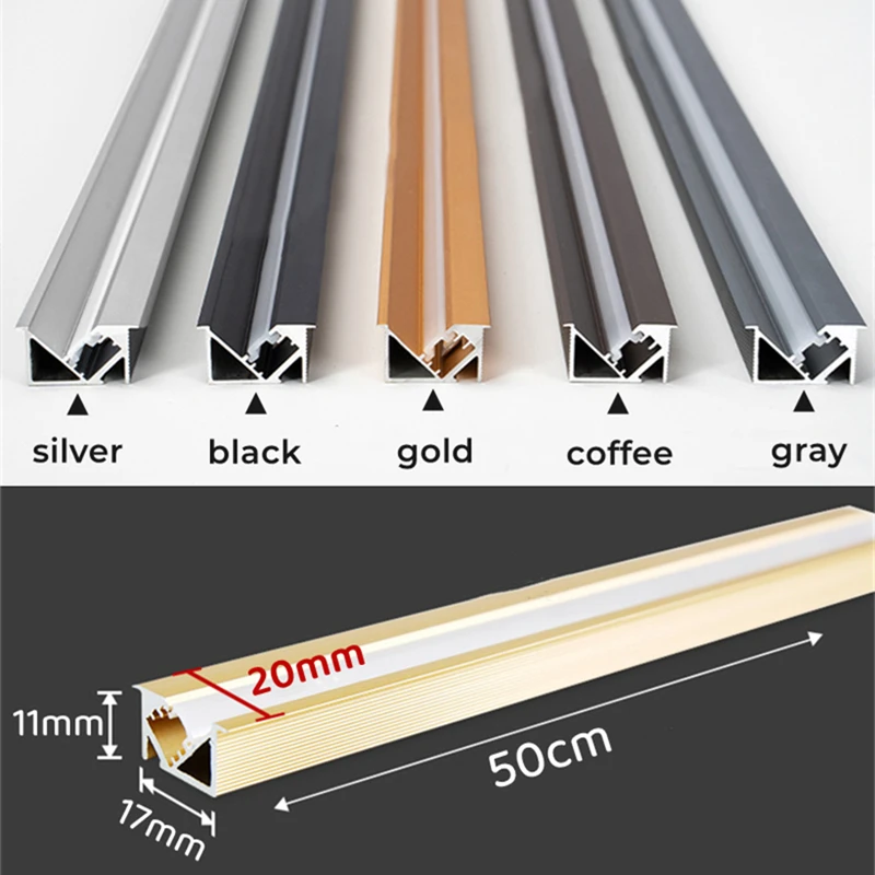 0.5m/1m/pcs Invisible LED Recessed Aluminum Profile Hidden Backlight Channel With Milky Cover Cabinet Shelf Hard Bar Strip Light