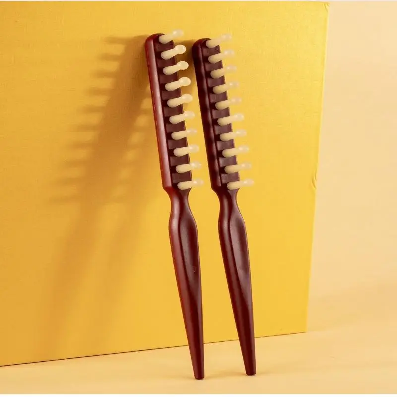 #1PC Long Handle Wide Tooth Wood Comb For Hair Curling And Wave Styling Professional Salon Tool For Black Hair And Wigs