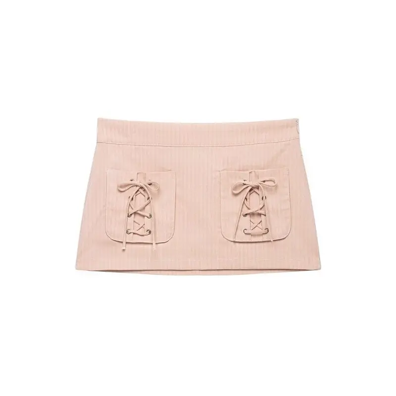 Low Waist Printed Half Skirt 2026 Early Autumn New Women's Fashion Versatile Pocket Stripe Print A-Line Skirt Ladies Premium