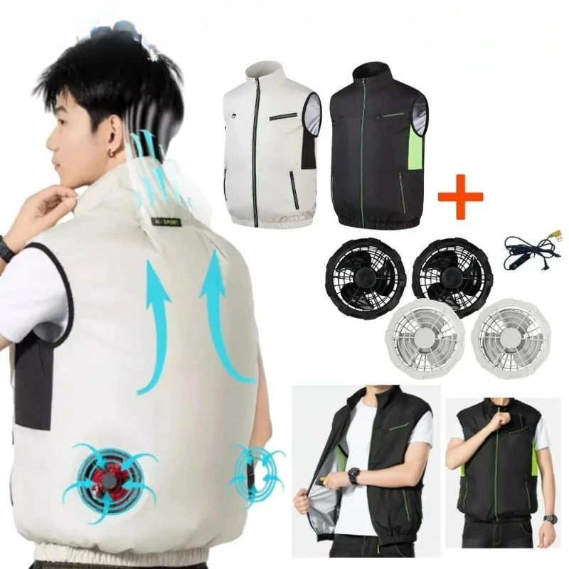 

3-Speed Cooling Vest for Men - Wearable AC Fan Jacket Breathable Heat Resistant Workwear Outdoor Summer Cooling Gear
