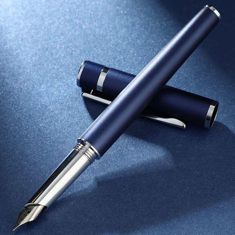 

Синие металлические перьевые ручки HERO Limited Edition с иридиевым золотым пером F 0.5 мм, чернильная ручка, канцелярские товары для офиса и школы, распродажа