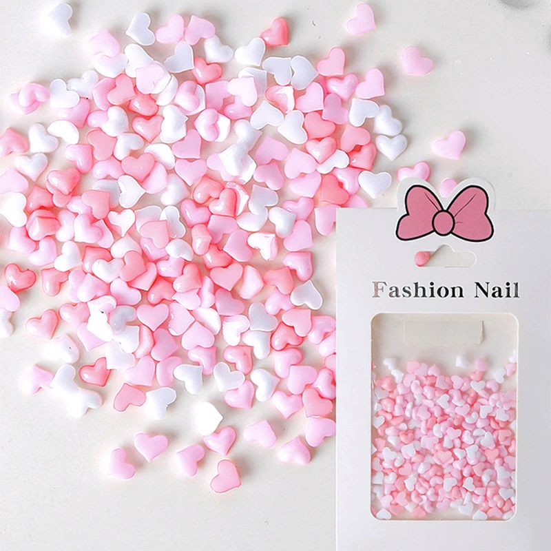 

200PCS 3D Acrylic Nail Art Heart Charms Accessories Resin Flatback Rhinestone Parts For Nails Decoration DesignSupplies Products