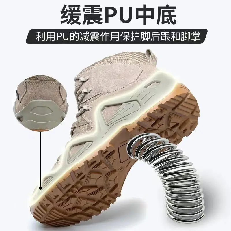 2024 Wear-resistant Tactical Boots Outdoor Four-season Hiking Shoes Comfortable Men Non-slip Mid-top Walking Shoe Plus Size