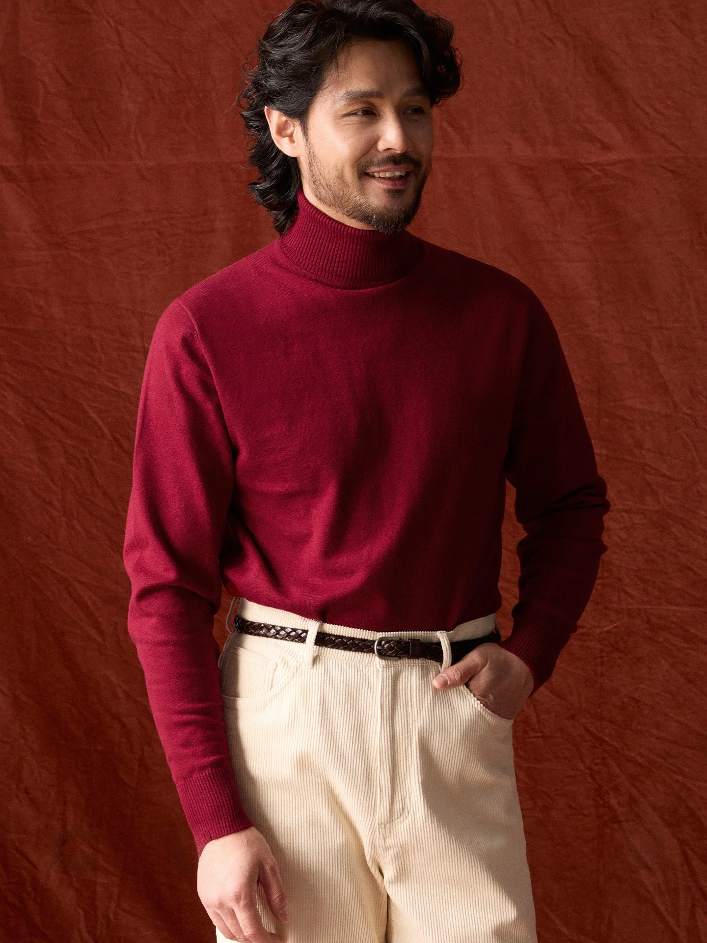 

Мужской вязаный свитер Cultum New Year Luy Red Camere с высоким воротником, базовый слой из смесового хлопка, мягкий, повседневный, деловой стиль