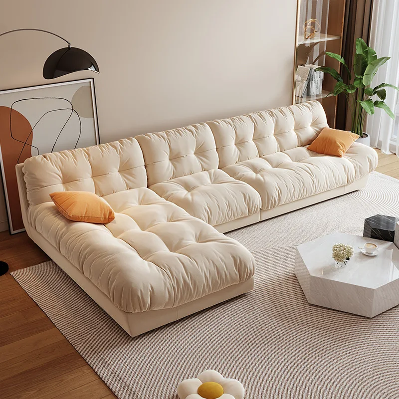 Italian modern cream style concubine corner home technology fabric sofa