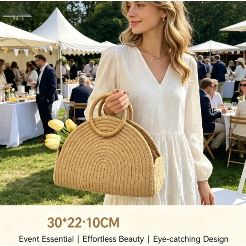 2026 Trendy Woven Handheld Bag for Women Fashion Versatile Spacious Crossbody Mini Handbag Popular Large Capacity