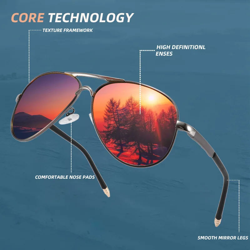 Amazon quality stainless steel metal polarized toad glasses fashion pilot sunglasses outdoor fishing driving glasses