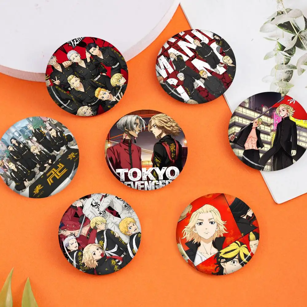 Anime Tokyo Revengers Round Button Pins Slogan Creative Brooches Backpack Clothes Decoration Fashion Cartoon Jewelry Gifts