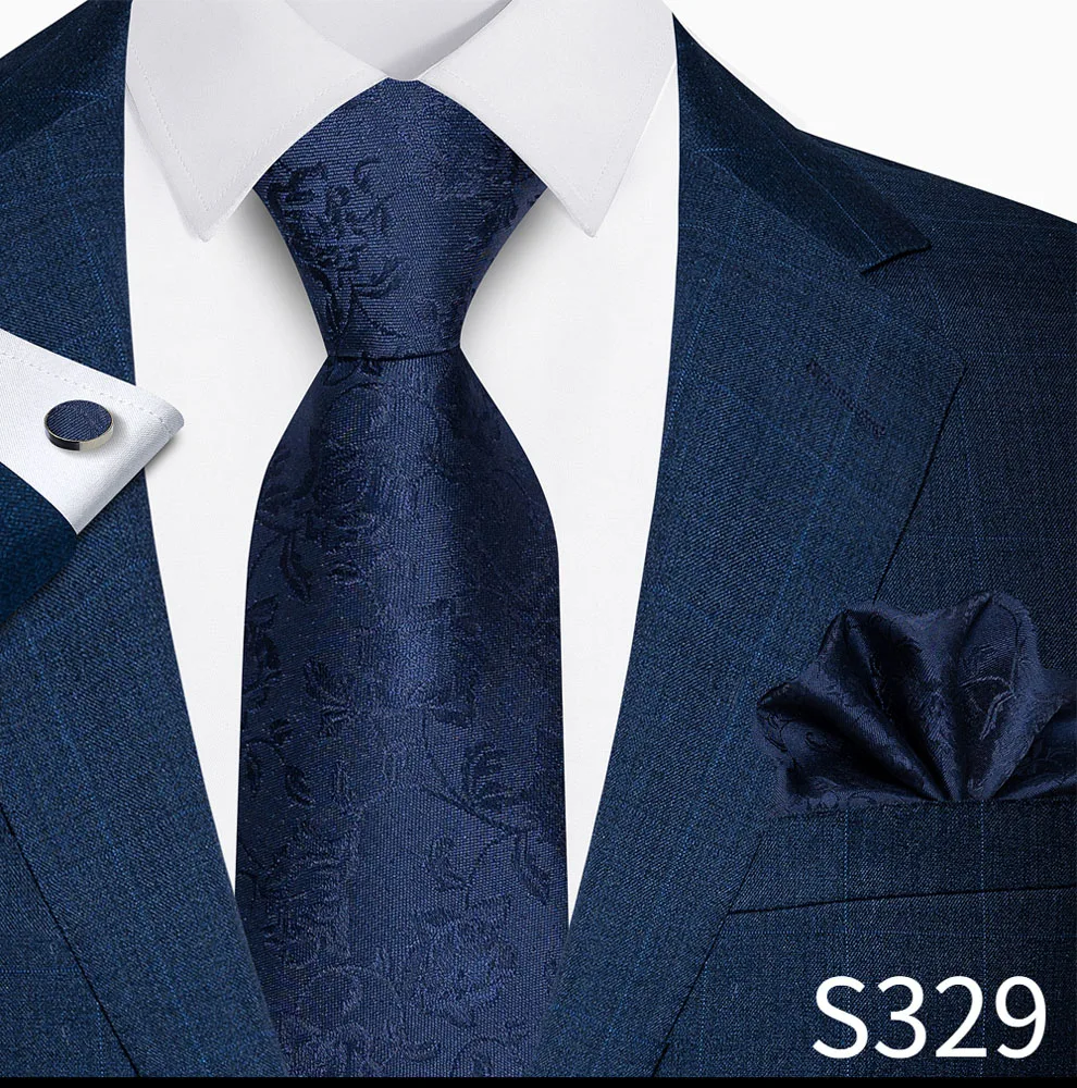 Hochwertiges 8-cm-Krawatten-Einstecktuch-Set für Herren, schwarz, blau gestreift, Hochzeitsgeschenk, Krawatte, Anzug-Accessoires, passend für den Arbeitsplatz – Detail 23