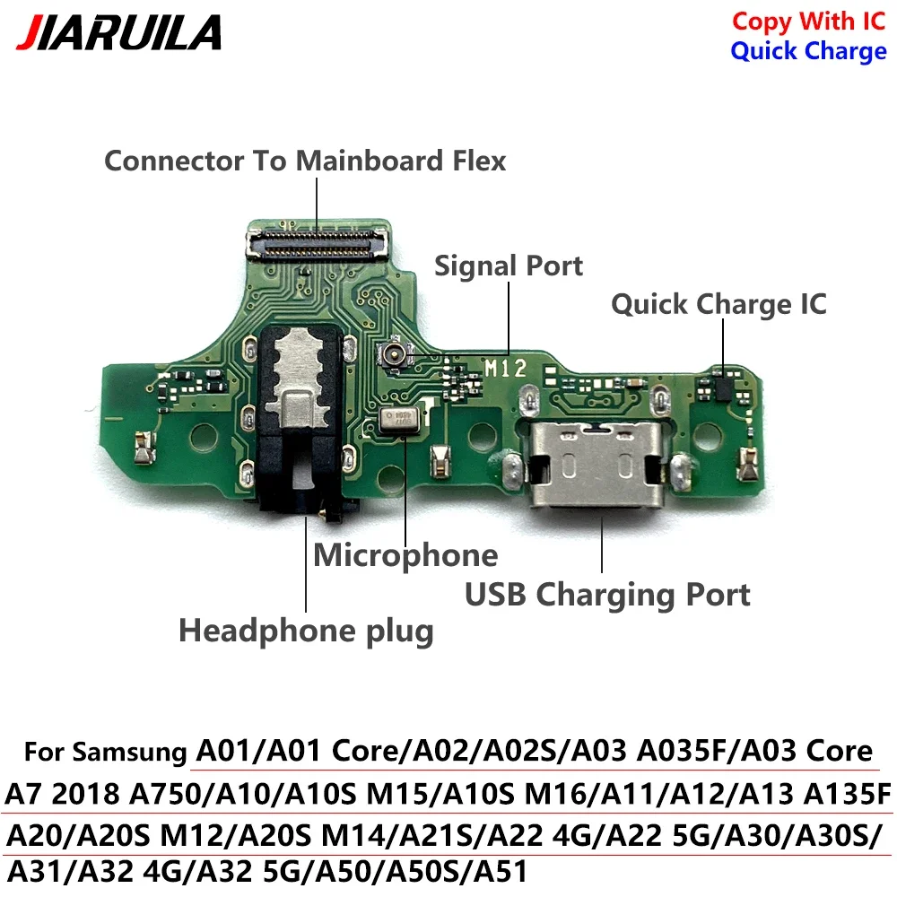 Для Samsung A01 A7 A02 A03 A11 A12 A20 A20S A21 A30 A32 A52 A54 A10S M15 M16 A13 A22 A32 4G USB-разъем для зарядного устройства