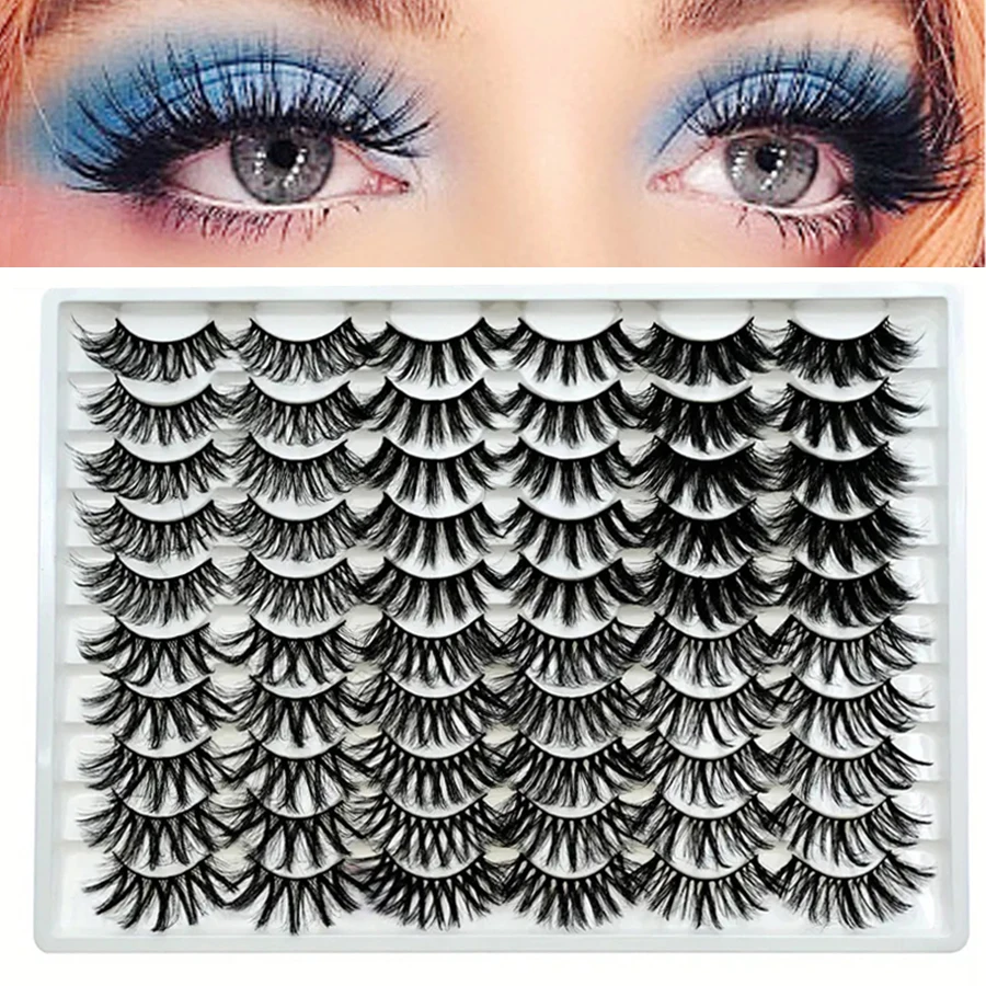 手作りふわふわ2cm厚つけまつげ - 30ペア、フルつけまつげ、6種類のミックススタイル