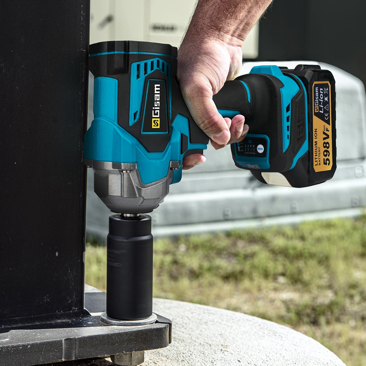 Gisam-Brushless Elétrica Impact Wrench, Chave De Fenda Sem Fio, Ferramentas Elétricas para Makita 18V Battery, 1200 N.M Torque, 1/2"