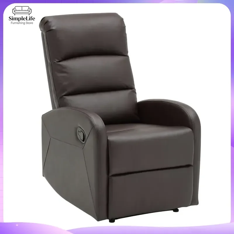 Dormi Modern Style Brown Faux Leather Chaise Lounge Chair Recliner Sofa for Living Room Bedroom Office Ergonomic Lounge Chair