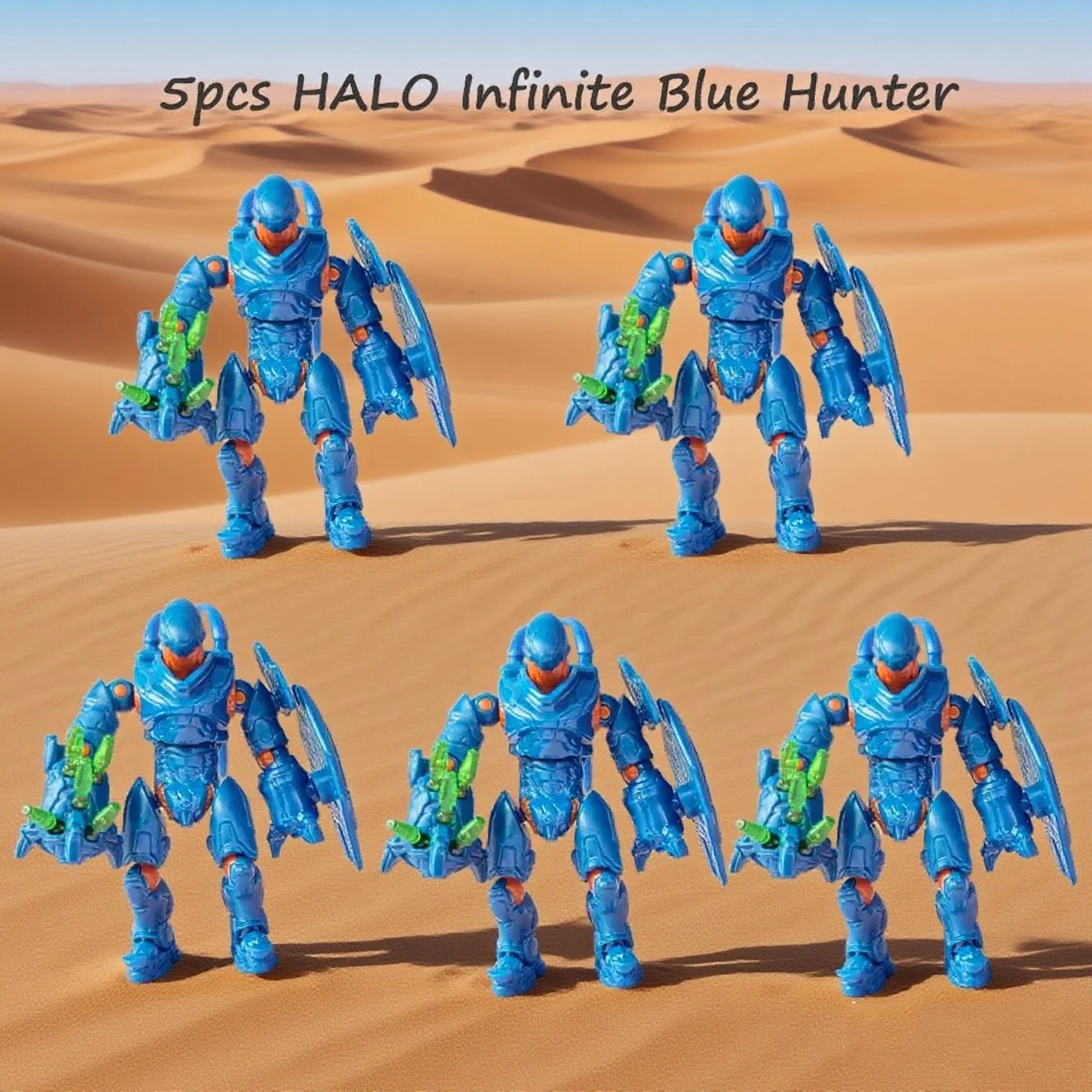 

5pcs Mega Bloks Action Figure Blue Hunter New style Multiple joints are Movable Doll toys