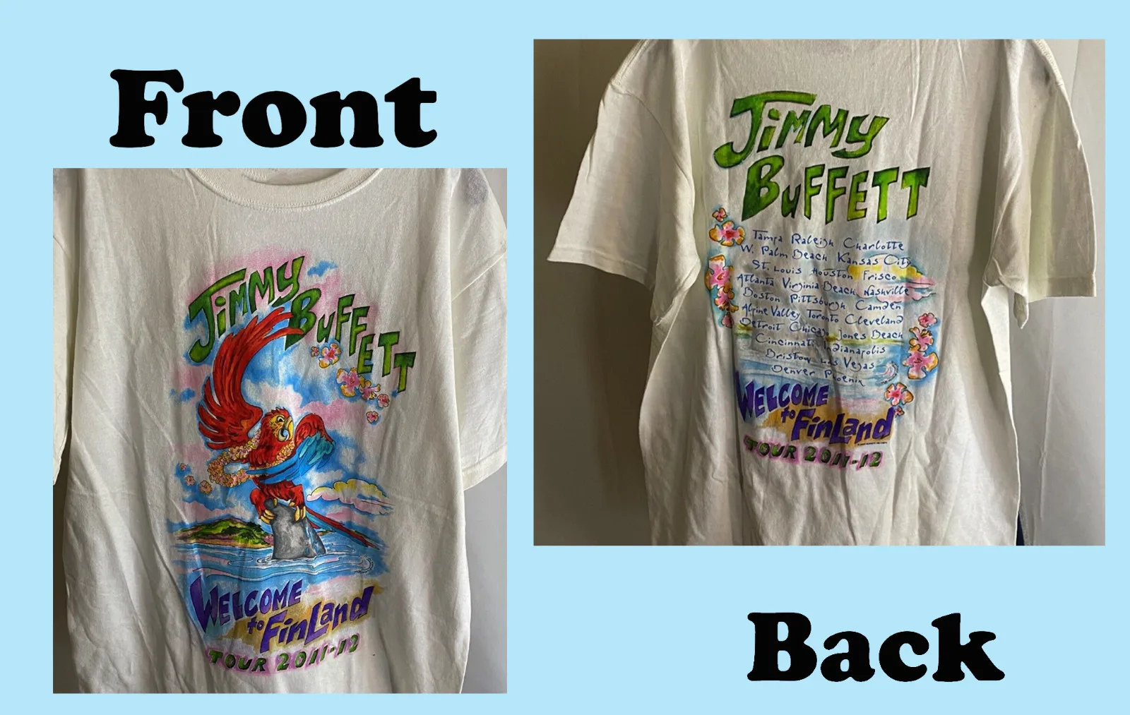 Jimmy Buffett Welcome To Finland Music Tour 2-sides S-2345XL T-shirt TMB2057