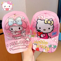 Czapka Kawaii Sanrio dziecięca kreskówka urocza Hello Kitty moja melodia Kuromi letnia czapka przeciwsłoneczna dla dzieci czapki baseballowe na prezent dla dziewczynek