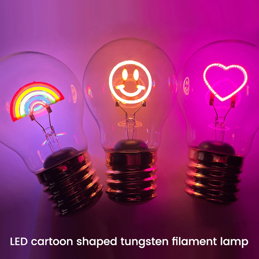 

Art Cartoon Plastic Decorative Light, Led Tungsten Lamp Vintage Light Portable Rechargeable Type-C Light Bulb Glass Bulb