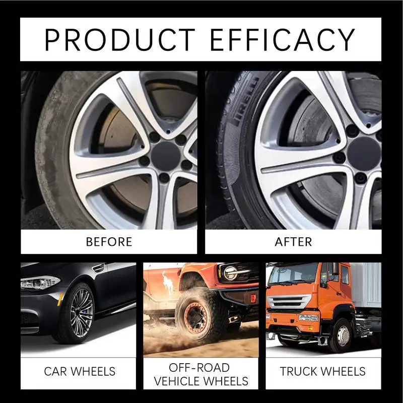 Tire Cleaner Spray 120ml Gentle Car Wheel Cleaner High Gloss Tire Cleaner Waterproof Wheel Care Products Rim Cleaner Spray For