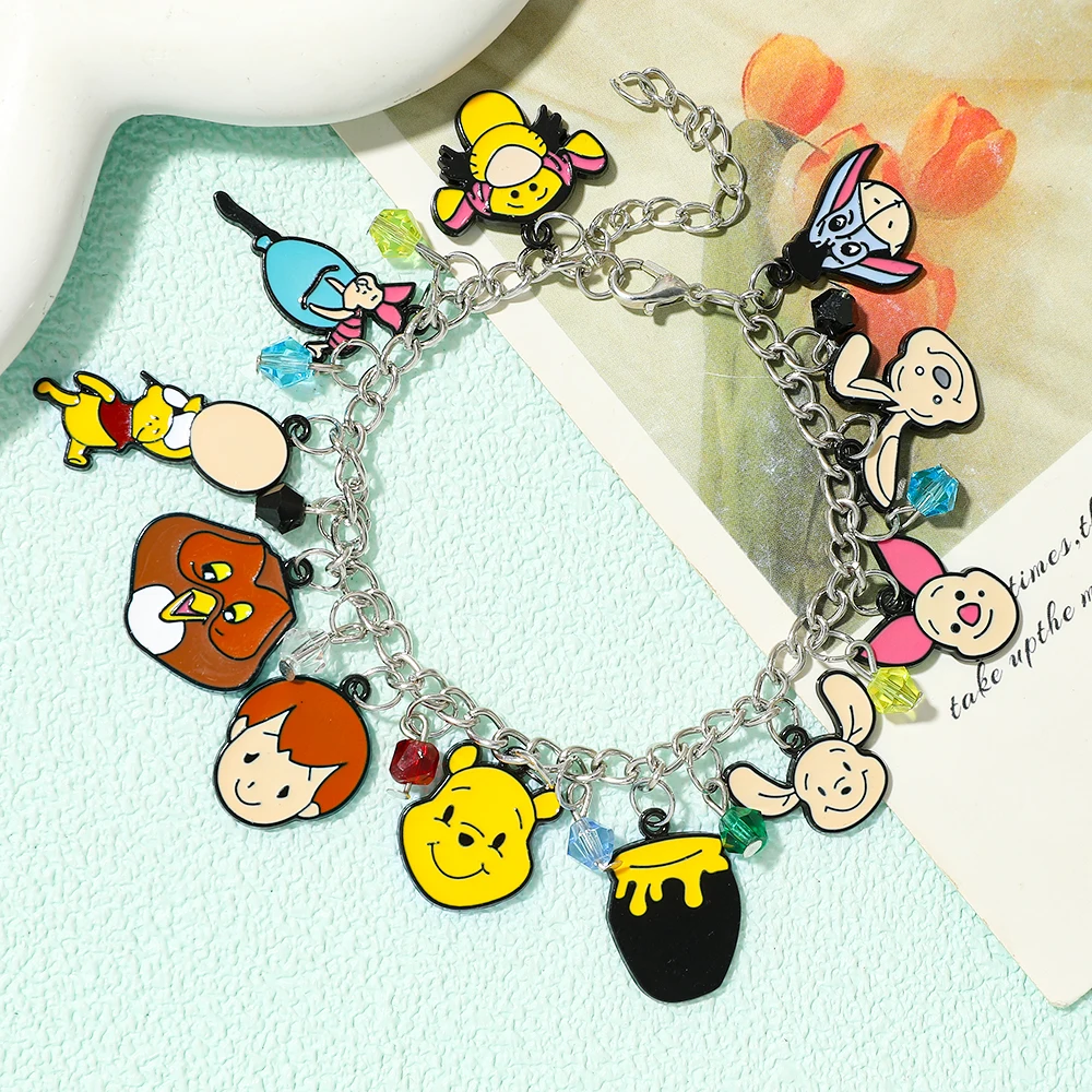 Disney Kawaii สร้อยข้อมือ Charm อะนิเมะการ์ตูนตัวอักษร Tigger & Pooh จี้สร้อยข้อมือกําไลข้อมือสําหรับเพื่อนที่ดีที่สุดเครื่องประดับอุปกรณ์เสริม