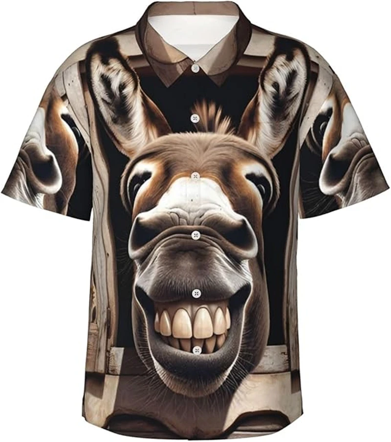 

Забавный осел, гавайские рубашки с 3D принтом для мужчин и женщин, уличная одежда в стиле хип-хоп, рубашки на пуговицах с лацканами, новинка, стильная трендовая женская блузка