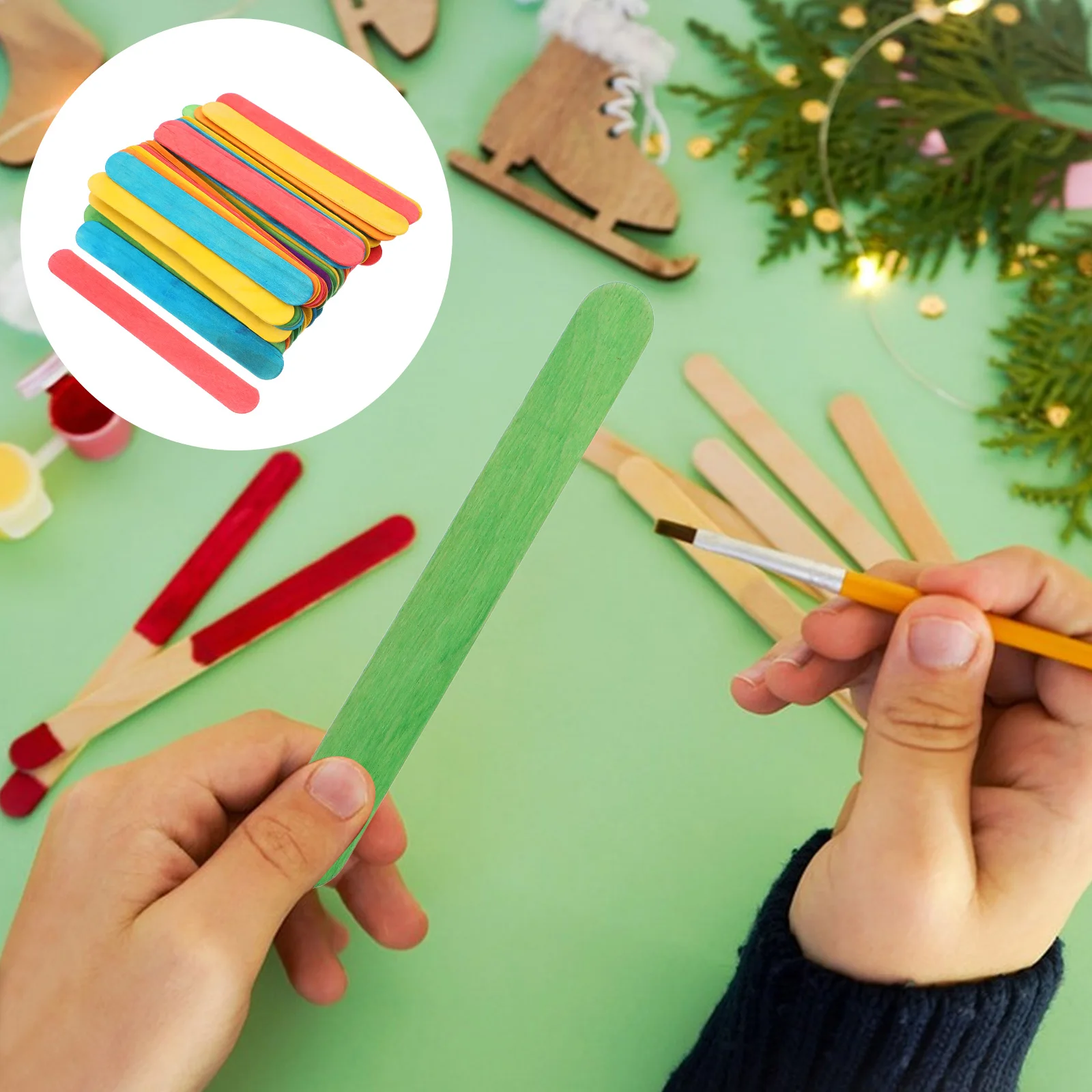 

50 Pcs Color Craft Bar Big Sticks Colored Jumbo Popsicle Giant Pixie for Crafts Supplies Cake Ice Lollies