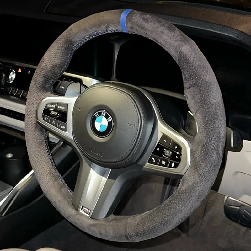 Genuine Leather Suede Car Steering Wheel Cover for BMW M Sport G30 G31 G32 G20 G21 G14 G15 G16 X3 G01 X4 G02 X5 G05 M5