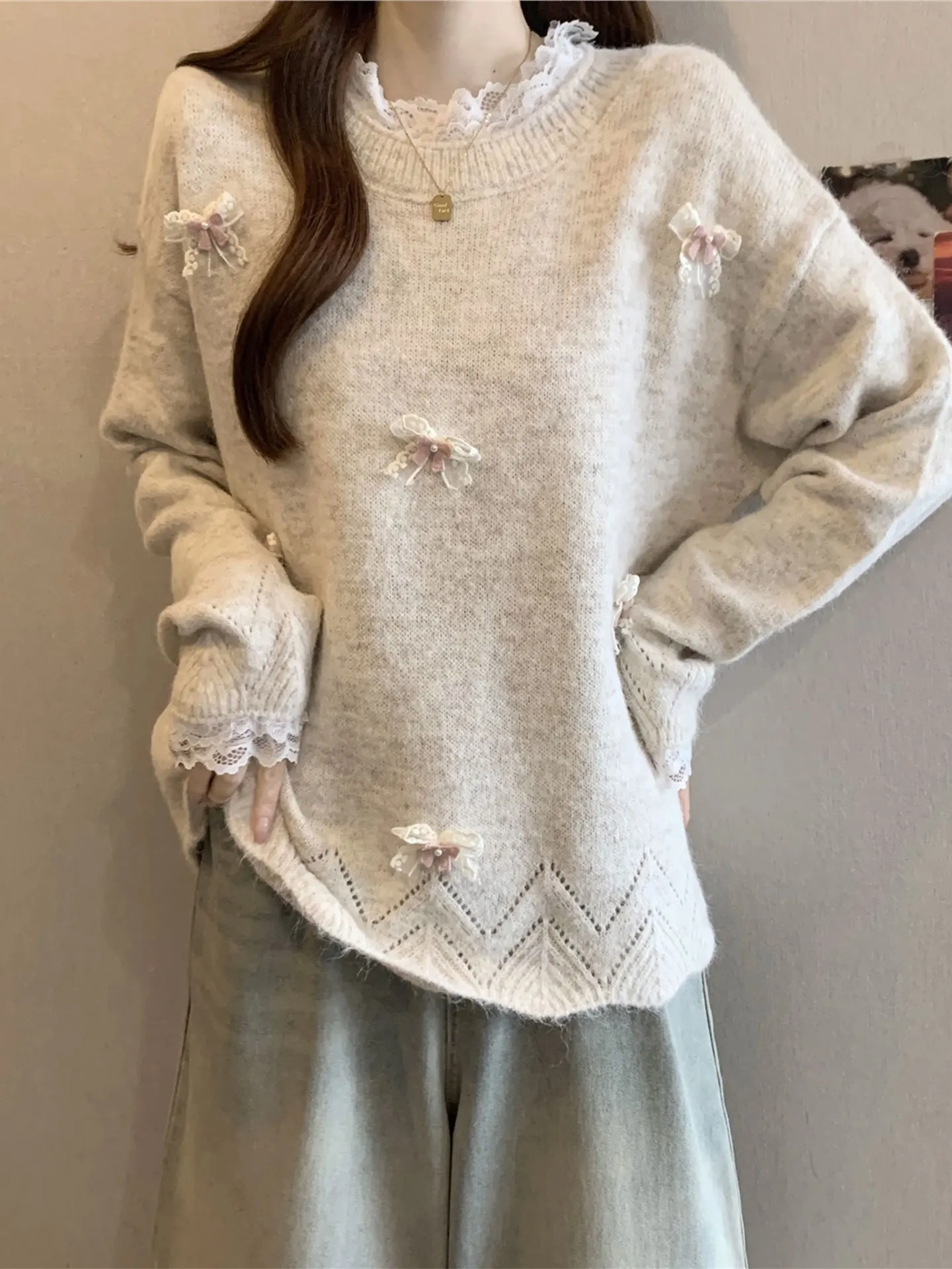 

Loose Long Sve Knitwear Women's Korean Sle Casual Faion plus Size Autumn Winter Sweater Unique Beautiful Top for Girls